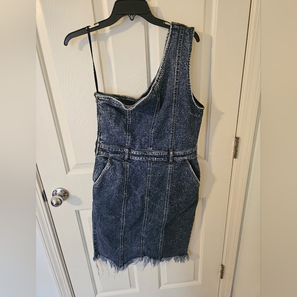 Retrofete One-Shoulder Denim Dress - Blue - Picture 1 of 7